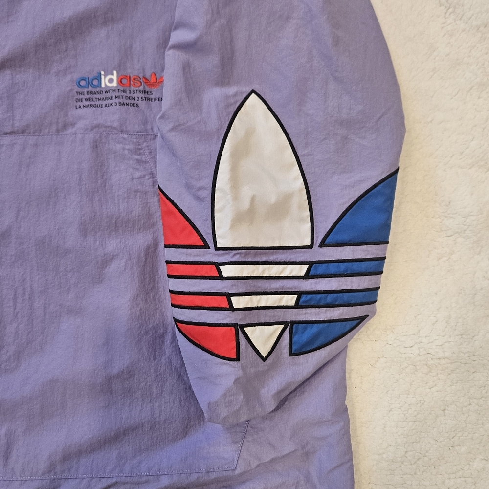 NWT adidas Originals Mens Adicolor Tricolor Windbreaker Light Purple - Picture 7 of 11